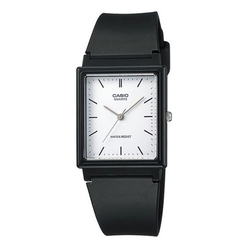 CASIOQuartz Waterproof White DialBlack Strap Mens WhiteBlack Analog