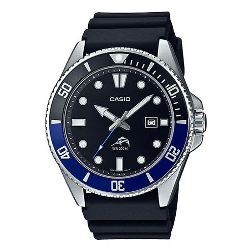 CASIOMen's  Waterproof Quartz Luminous Pointer Calendar Blue 44mm Resin Strap Watch Mens Black Analog