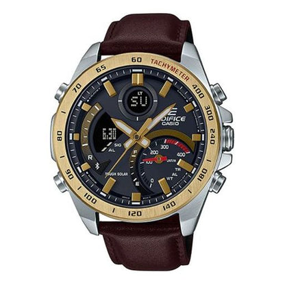 CASIOWaterproof EDIFICE Solar Powered Mens Black Analog/Digital Combo