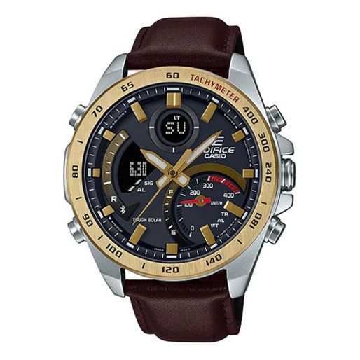CASIOWaterproof EDIFICE Solar Powered Mens Black Analog/Digital Combo