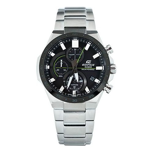 CASIOCasio Edifice Classic Solar Powered Analog Watch 'Black Steel Silver'