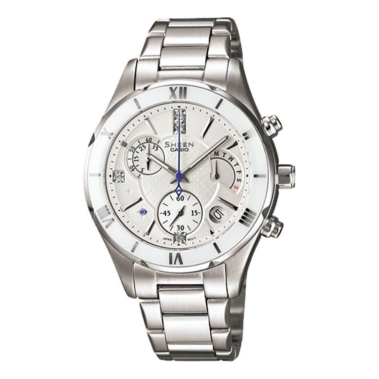 CASIOSHEEN Limited Edition Waterproof Stainless Steel Strap White Analog