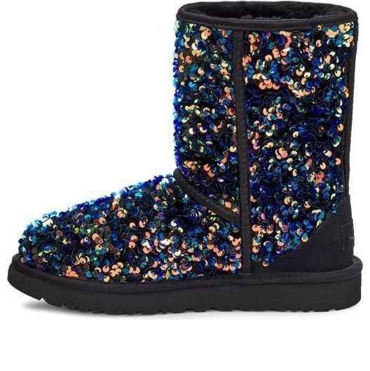 UGG(WMNS)  Classic Short Stellar Sequin Snow Boots Black/Blue