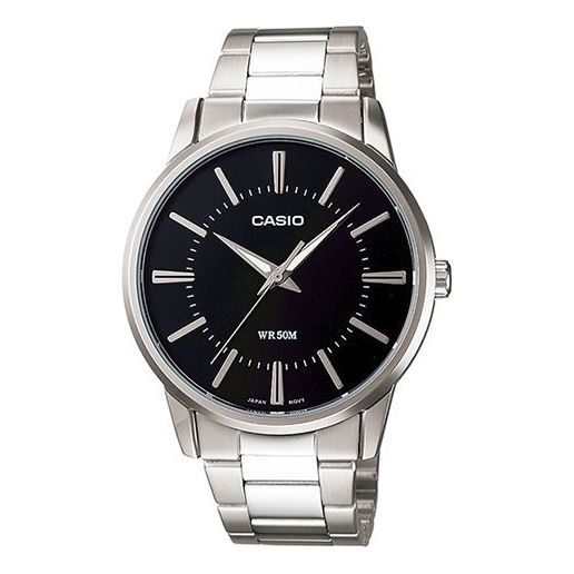 CASIOWaterproof Stainless Steel Strap Mens Black Analog