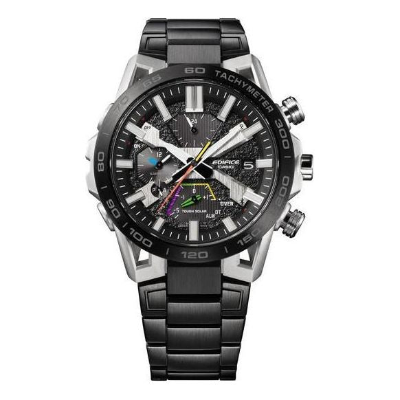 CASIOMen's  EDIFICE Fashion Waterproof Quartz Movement Stainless Steel Strap Watch 55.6*47.8*10.8mm Black Mens