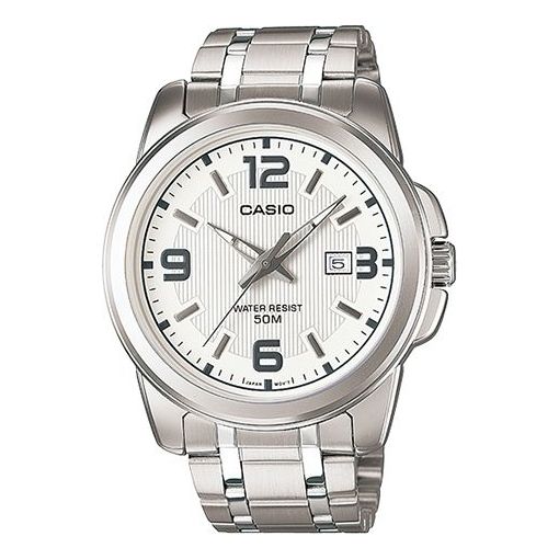 CASIOSTANDARD Steel Band Men's White Stainless Steel Strap White Dial Mens White Analog