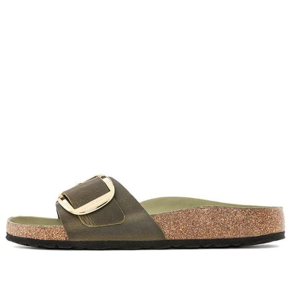 BirkenstockMadrid Big Buckle Natural Leather Oiled Narrow Fit Sandals 'Olive and Green'