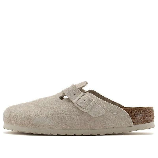 BirkenstockBoston Suede Leather Sandals 'Antique White'