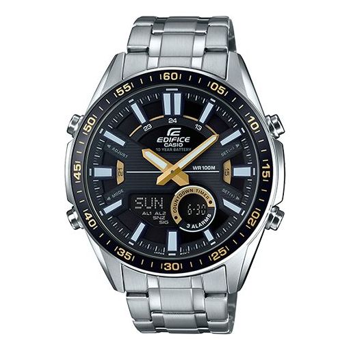 CASIOAnalog EDIFICE Mens SilverBlack Analog/Digital Combo