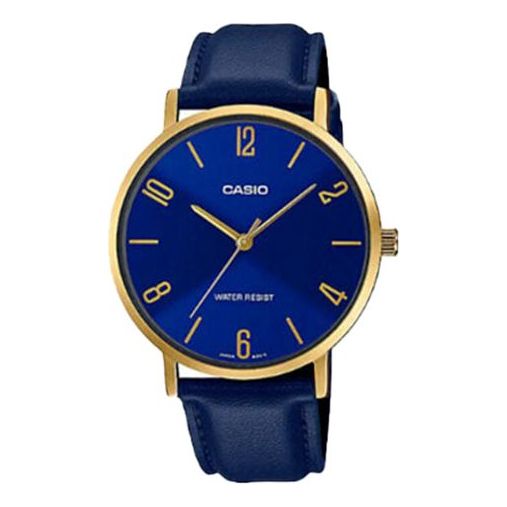 CASIOCasio Influencer Fashion Business Leather Strap Analog Watch 'Royal Blue Gold'