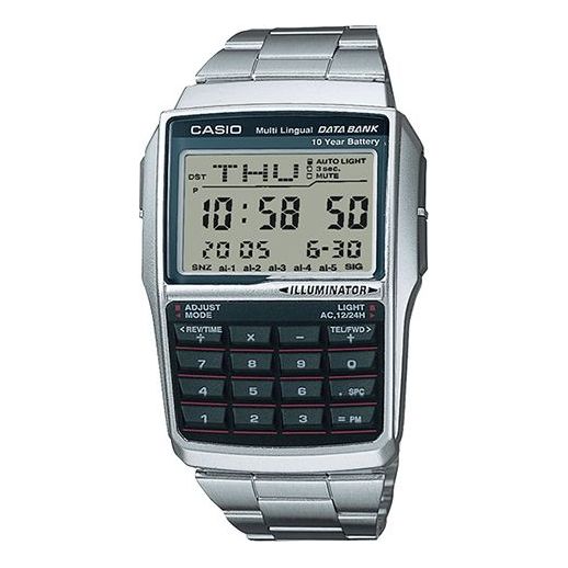 CASIODATA BANK Vintage Muli-Functional Water-Proof Men'sWatch Quartz Waterproof Mens Silver Digital