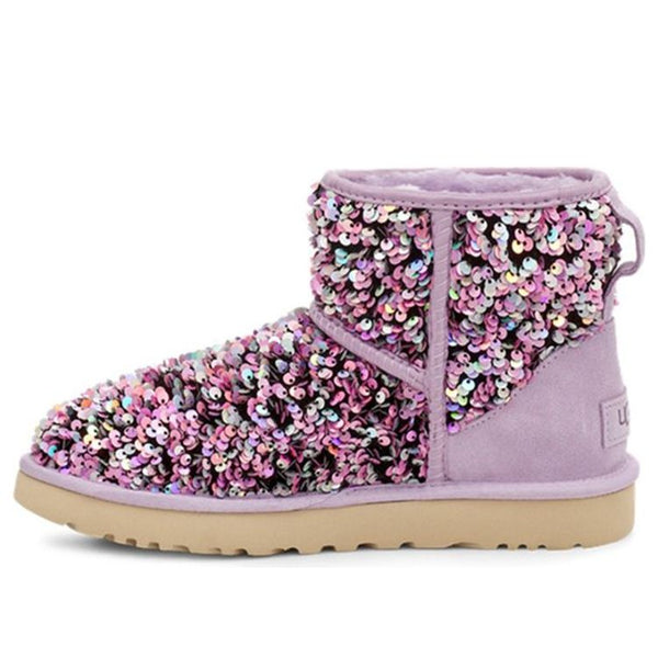 UGG(WMNS)  Classic Mini Stellar Sequin Snow Boots Purple