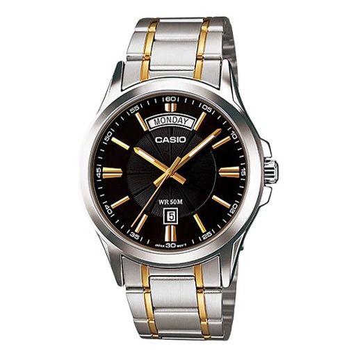 CASIOQuartz Waterproof Unisex Mens SilverBlack Analog