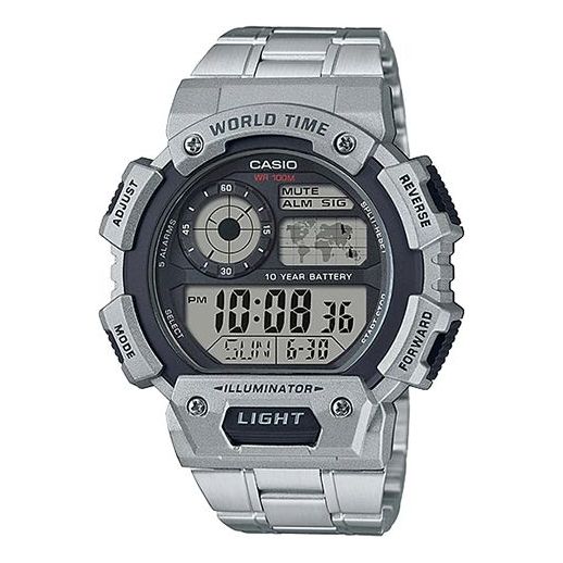 CASIOQuartz Waterproof Sports Mens SilverBlack Digital