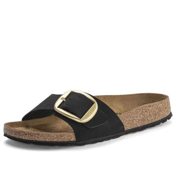 BirkenstockMadrid Big Buckle Nubuck Leather Narrow Fit Sandals 'Black'