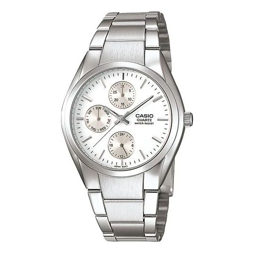 CASIOStainless Steel Strap Quartz Waterproof Mens SilverWhite Analog