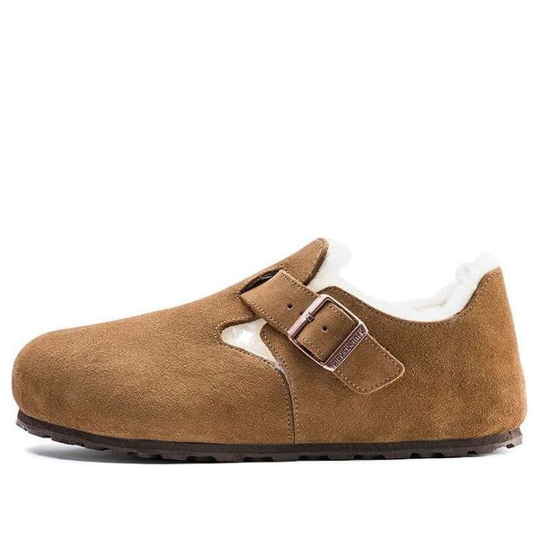 BirkenstockLondon Shearling Suede Leather Narrow Fit 'Tea'