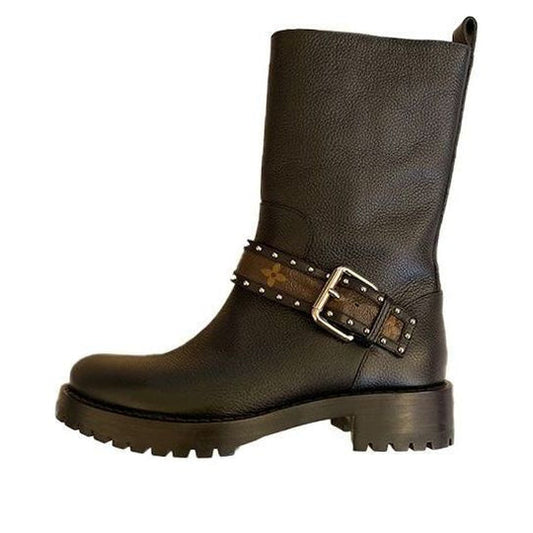 (WMNS) LOUIS VUITTON Strap Boots 'Black with Monogram Strap' 1A4GZ8