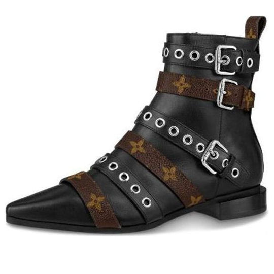 (WMNS) LOUIS VUITTON Jumble Ankle Boots 'Black with Multiple Straps' 1A671W
