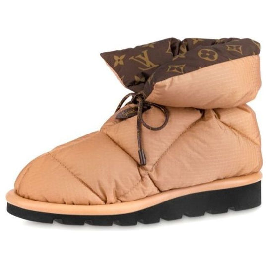 (WMNS) LOUIS VUITTON Pillow Comfort Ankle Boots 'Beige with Brown Monogram Collar' 1A8T4E