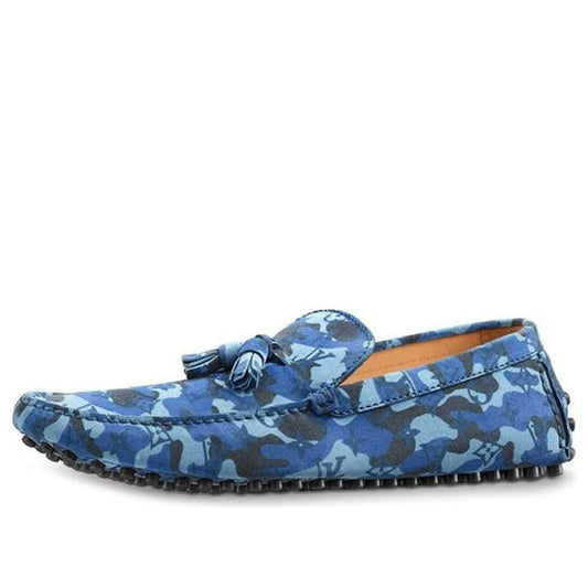 LOUIS VUITTON Palm Spring Moccasin Shoes 'Blue Camo with Logo Monogram' 1A3TPO