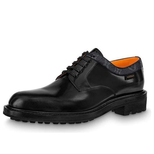 LOUIS VUITTON Voltaire Derby Shoes 'Black with Monogram Colar' 1A8Y3A