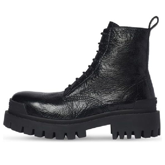 (WMNS) Balenciaga Strike Lace Up Boots 'Black Lambskin' 590974WAD401000