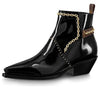(WMNS) LOUIS VUITTON Matador Ankle Boots 'Black with Gold Chain and Monogram Straps' 1A8D0C
