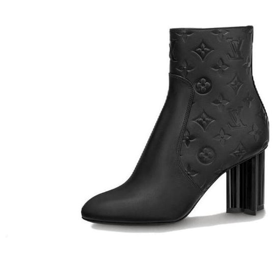(WMNS) LOUIS VUITTON Silhouette 8cm Heeled Boots 'Black Monogram' 1ABP9G