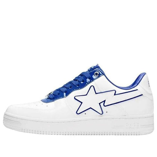 (WMNS) A BATHING APE Bape Sta Leather Low 'White Blue' 1J30-291-017-WHITE