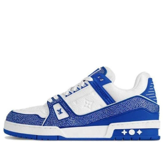 LOUIS VUITTON LV Trainer Sneakers 'White Monogram with Blue and Rhinestones' 1AC5AE