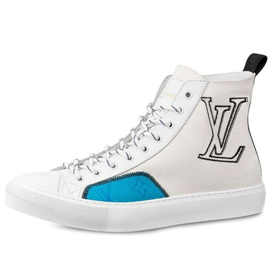 LOUIS VUITTON Tattoo Ankle Sneakers 'White Black with Blue Monogram' 1A7S5E
