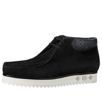 LOUIS VUITTON Mods Ankle Boots 'Black Suede with Faded Monogram Collar' 1A8JSZ