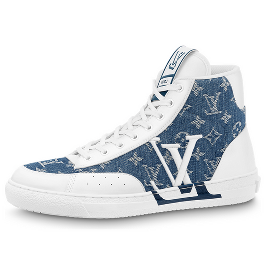 LOUIS VUITTON Charlie Ankle Sneakers 'White with Blue Denim' 1AA47F