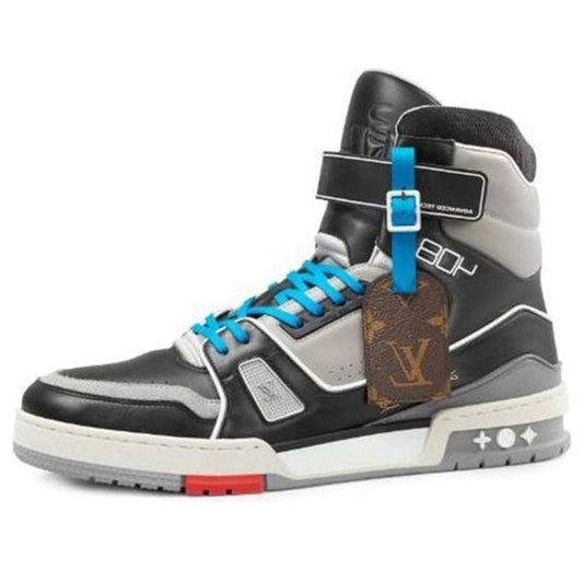 LOUIS VUITTON 408 Paris High Top Sneakers 'Black Grey Blue' 1A7RWZ