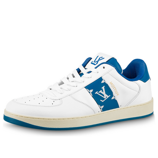 LOUIS VUITTON Rivoli Sneakers 'White with Blue Side Monogram Band' 1AAVA0