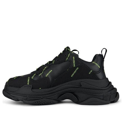Balenciaga Triple S Sneaker 'Allover Logo - Black Fluo Yellow' 536737W2FA11070