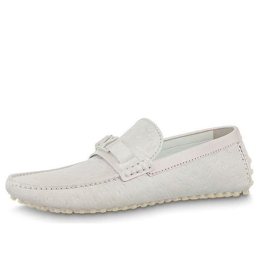 LOUIS VUITTON Hockenheim Moccasin Shoes 'White Minimonogram' 1ABM3T