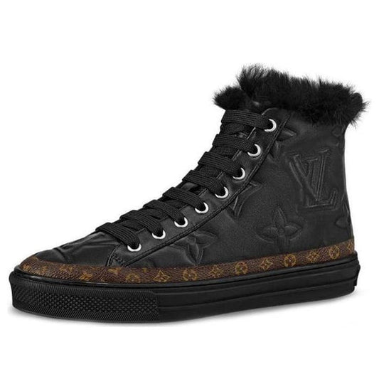 (WMNS) LOUIS VUITTON LV Stellar Fur High-Top Sports Shoes 'Black Monogram' 1A5N08