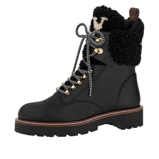 (WMNS) LOUIS VUITTON Territory Shearling Flat Ranger Boots 'Black' 1A95IY