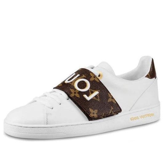 (WMNS) LOUIS VUITTON Frontrow Calfskin Rubber Sneakers White/Brown 1A4VSU