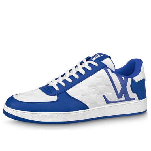 LOUIS VUITTON Rivoli Sneakers 'White Plaid with Blue Side Logo' 1ABFEX