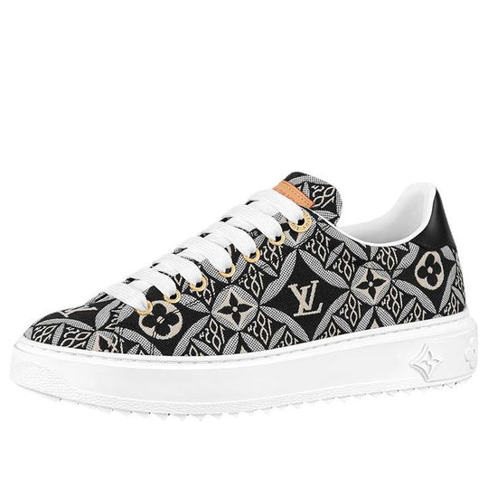 (WMNS) LOUIS VUITTON Out Sneakers 'Black White Monogram with Brown' 1A9FNL