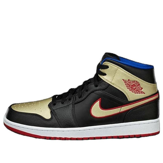 Air Jordan 1 Mid 'Black Gold Red' 554724-013