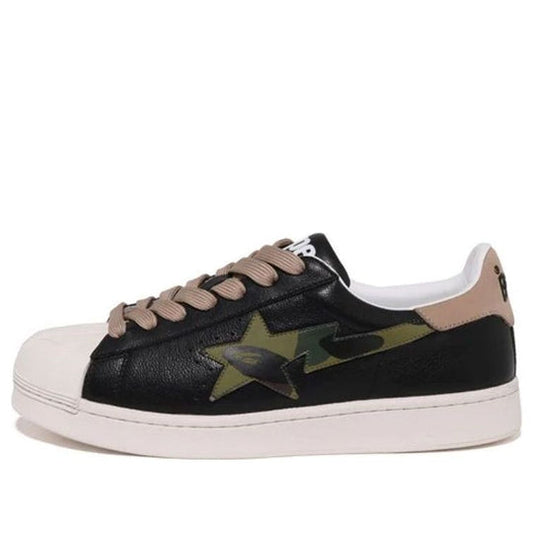 A BATHING APE SKULL Leather Low 'Black' 1I80-191-012-BLCK