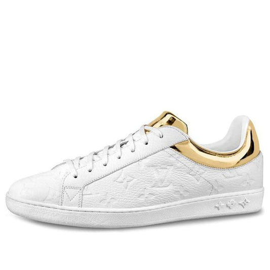 LOUIS VUITTON Luxembourg Sneakers 'White Logo Monogram with Gold Collar' 1A80YG