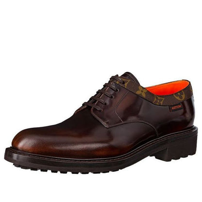 LOUIS VUITTON Voltaire Derby Shoes 'Brown with Monogram Colar' 1A8Y3Z