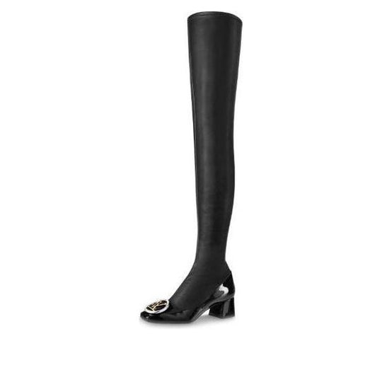 (WMNS) LOUIS VUITTON Madeleine High Top Logo Boots 'Black' 1A5LSV