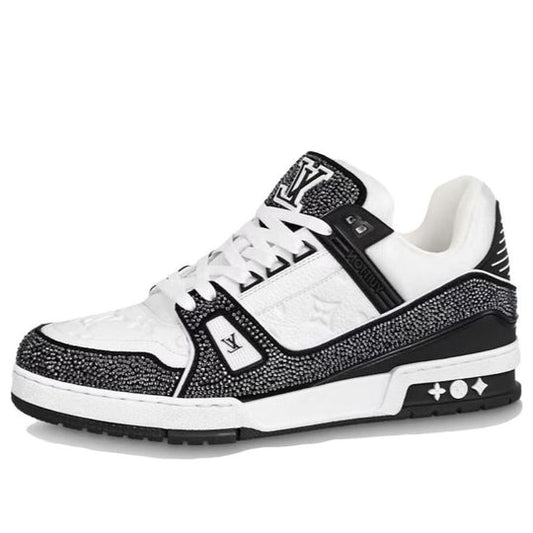 LOUIS VUITTON LV Trainer Sneakers 'Black White Rhinestones' 1ABM04