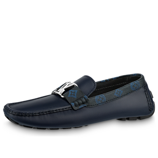 LOUIS VUITTON Monte Carlo Moccasin Shoes 'Navy with Monogram Collar' 1AANP0